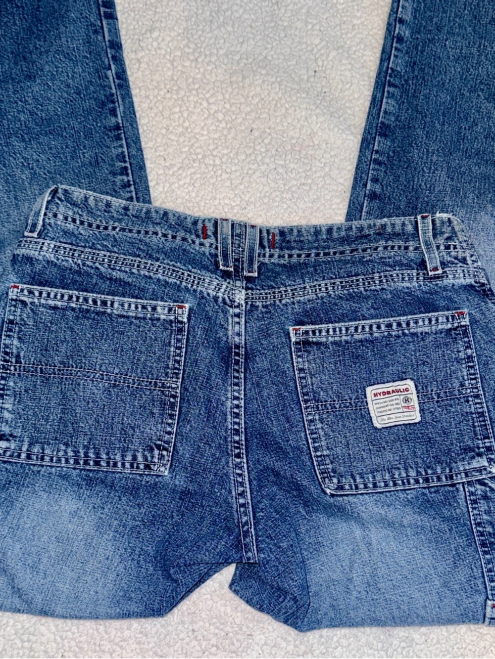 Hydraulic Jeans 9/10 Blue Denim Carpenter Straight Leg Red Stitch